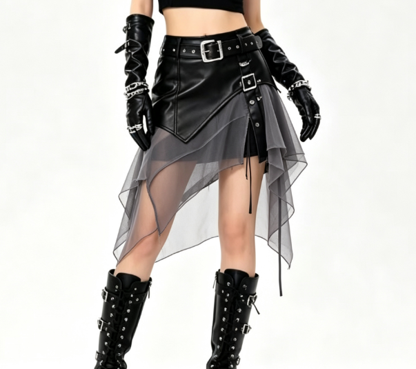 Voluminous Irregular Tulle Sash-belt Skirt